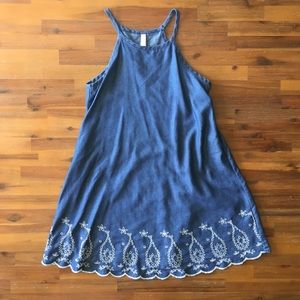 Xhiliration Jean Embroidered Dress